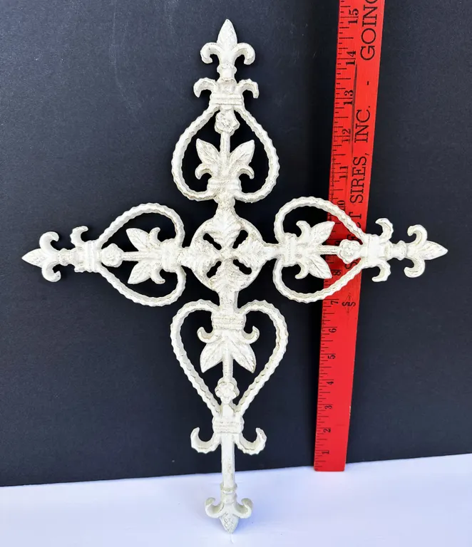Ornate Heavy Cast Iron Cross Wall Decor