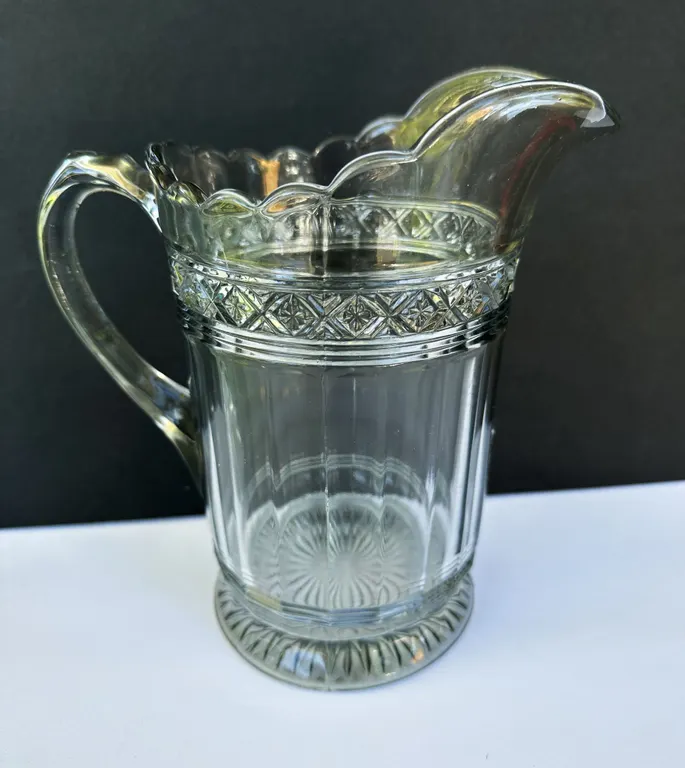 Vintage Indiana Glass Star Band Bosworth Water Lemonade Tea Pitcher