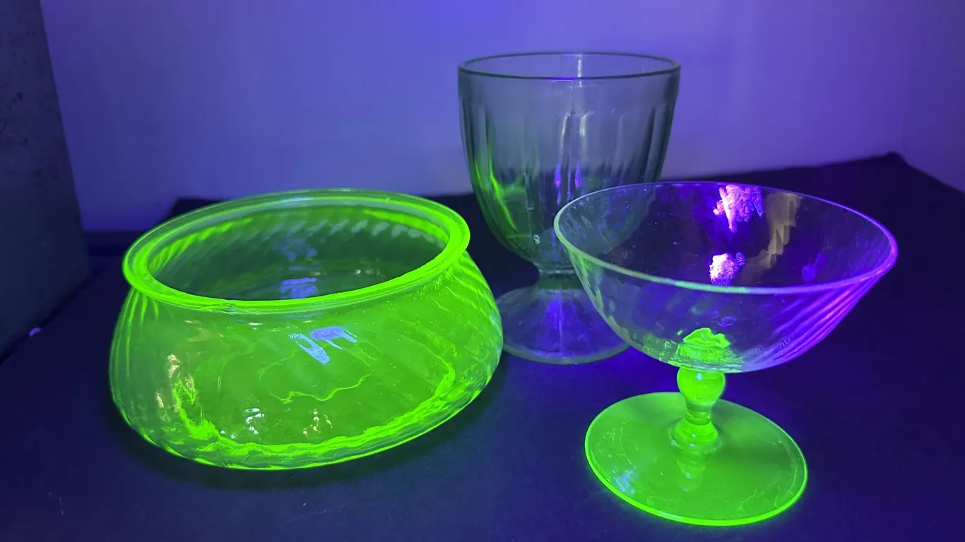Vintage Depression Green Uranium Glass Miscellaneous Lot