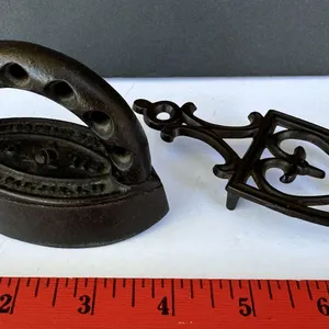 Antique Enterprise Mfg Co #115 Miniature Sad Iron & #3 Trivet