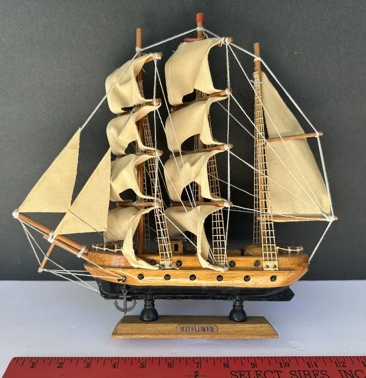 13" Wood Replica Mayflower Model Ship Nautical Decor