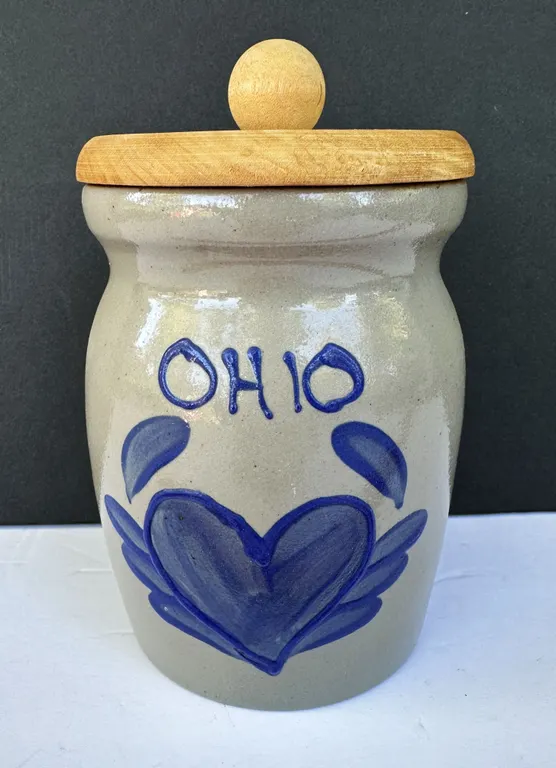 1996 Ohio Beaumont Brothers Pottery Ohio Crock Wood Lid