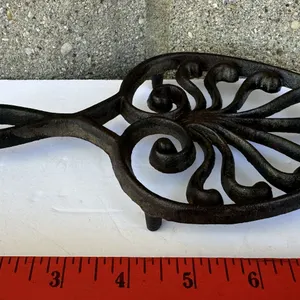 Vintage Stylized Heart Cast Iron Footed Trivet