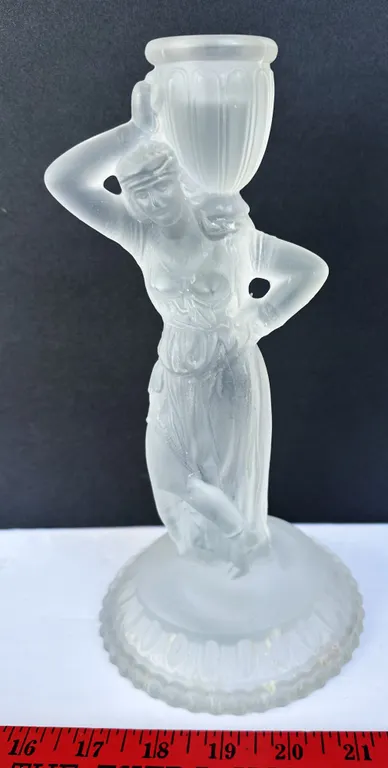 Fostoria Frosted Glass Rebecca At The Well Candleholder
