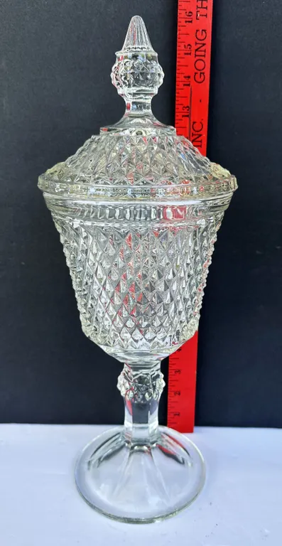 Indiana Glass Diamond Point 16" Pedestal Apothecary Candy Jar