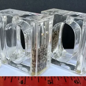 Modern Square Lucite Individual Salt/Pepper Shaker Napkin Rings