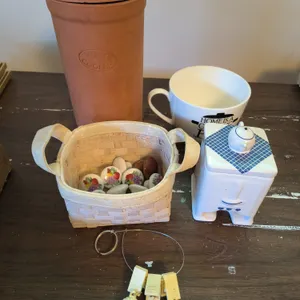 Vintage Terracotta Wine Cooler, Ceramic Kitchenware, Grape Tablecloth Weights, Ceramic Fruit-Themed