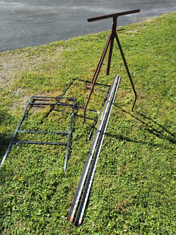 Steel Angle, Signs & Metal Tripod Lot