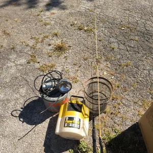 Fishing Rods, Bait Buckets, Minnow Trap & Vintage Boat Light Lot