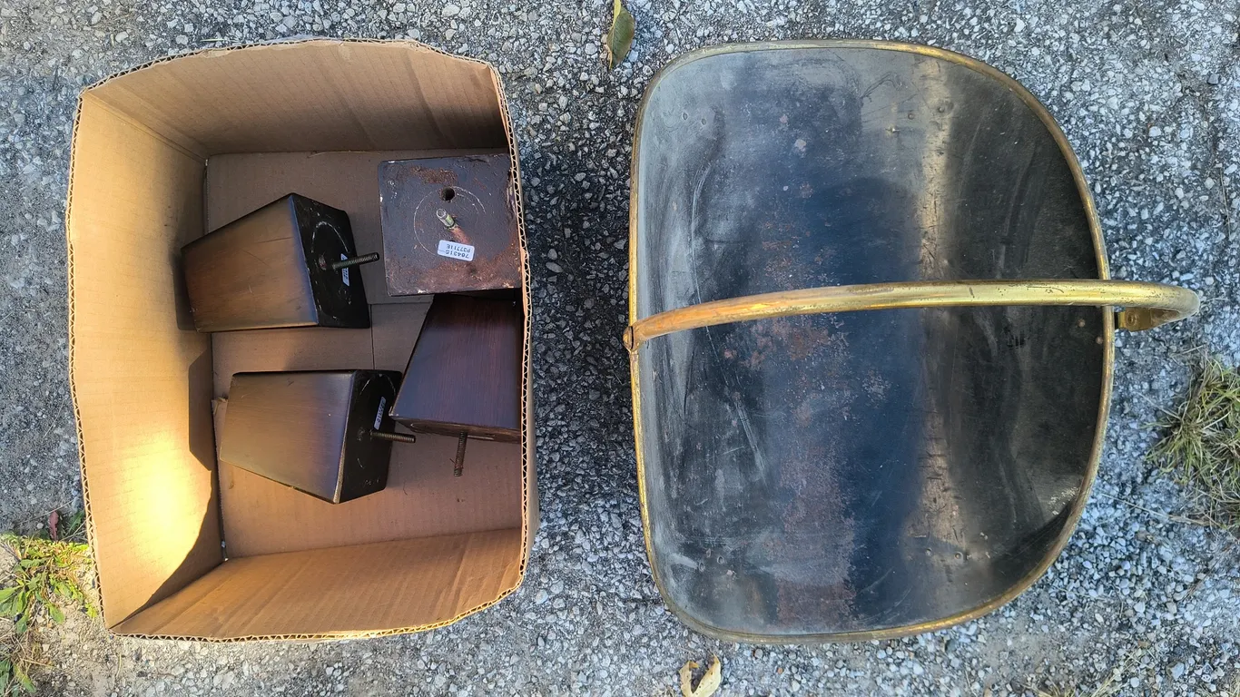 Vintage Black & Brass Fireplace Log Holder & Couch Legs Lot