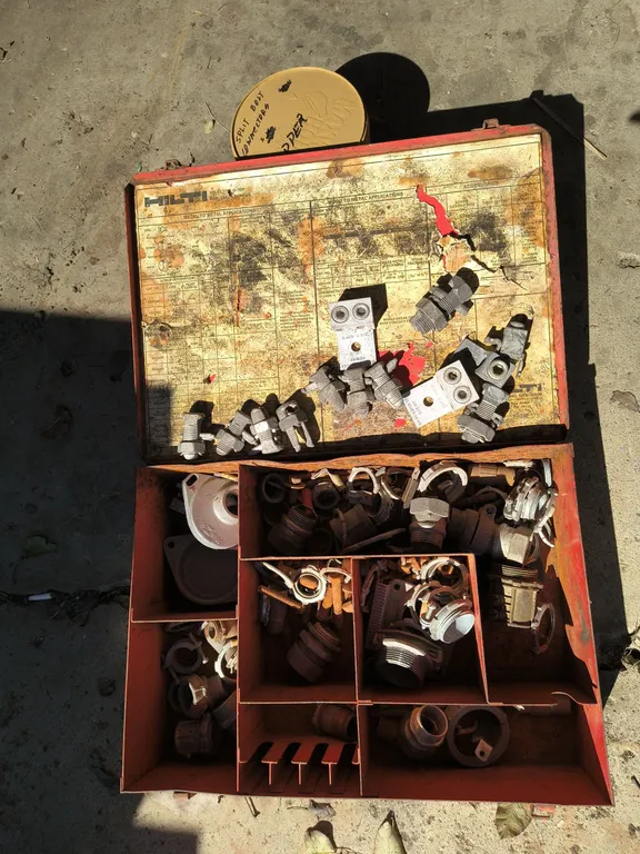 Miscellaneous Electrical Parts: Split Ball Connector & Miscellaneous Hardware With Hilti box lot