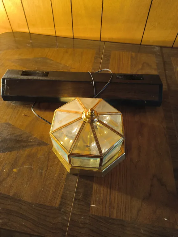 Vintage Brass & Beveled Glass Flush Mount Ceiling Light Fixture Geometric MCM Retro
& Fishtank Light