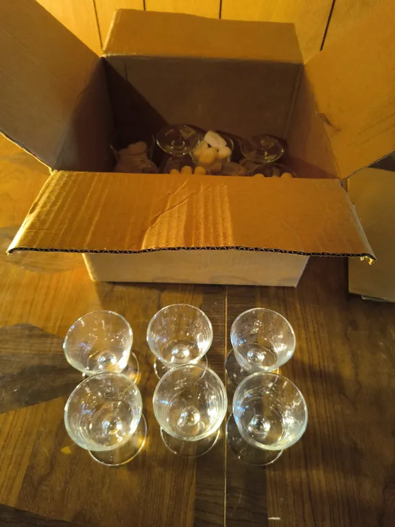 Vintage Clear Glass Footed Rummer Goblets Cocktail Dessert Cups MCM 18pcs