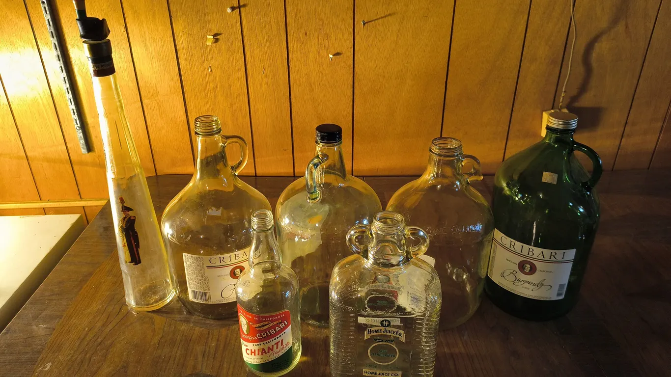 Collection Of Vintage 1-Gallon Glass Wine Jugs & Specialty Bottles
