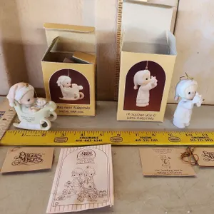 1987/88 Precious Moments "Baby's First Christmas" & "Im Sending You A White Christmas" Figures In Bo