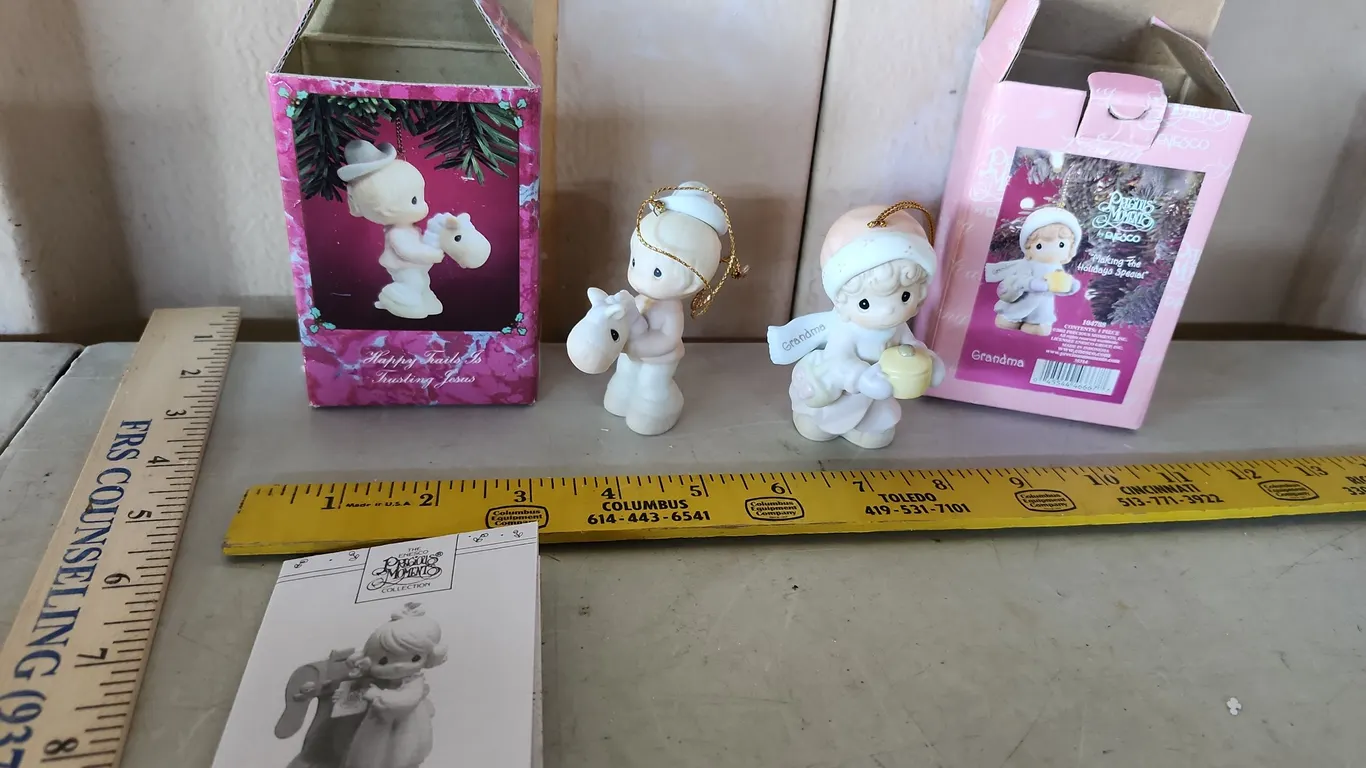 2002 Precious Moments "Making The Holidays Special" & 1991 "Happy Trails Is Trusting Jesus"