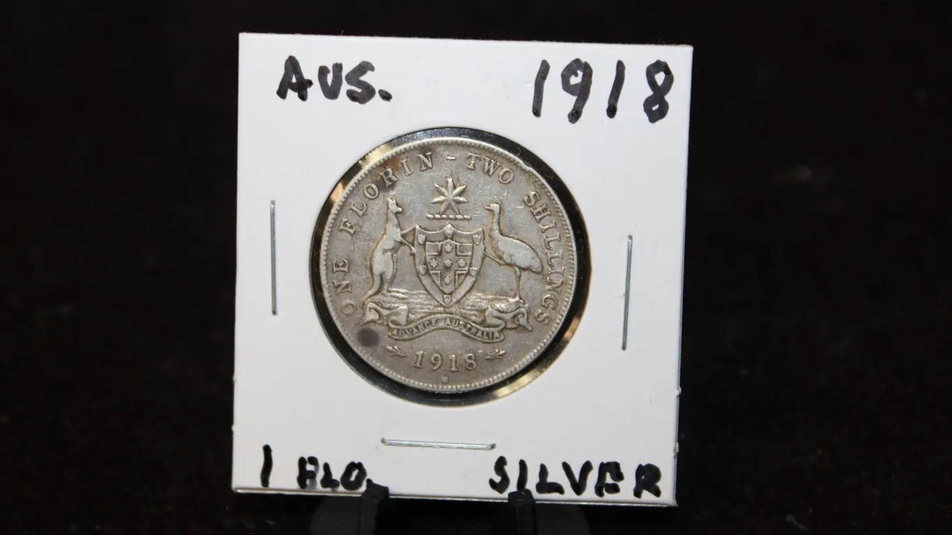1918 Australian Silver One Florin - Two Shillings Coin