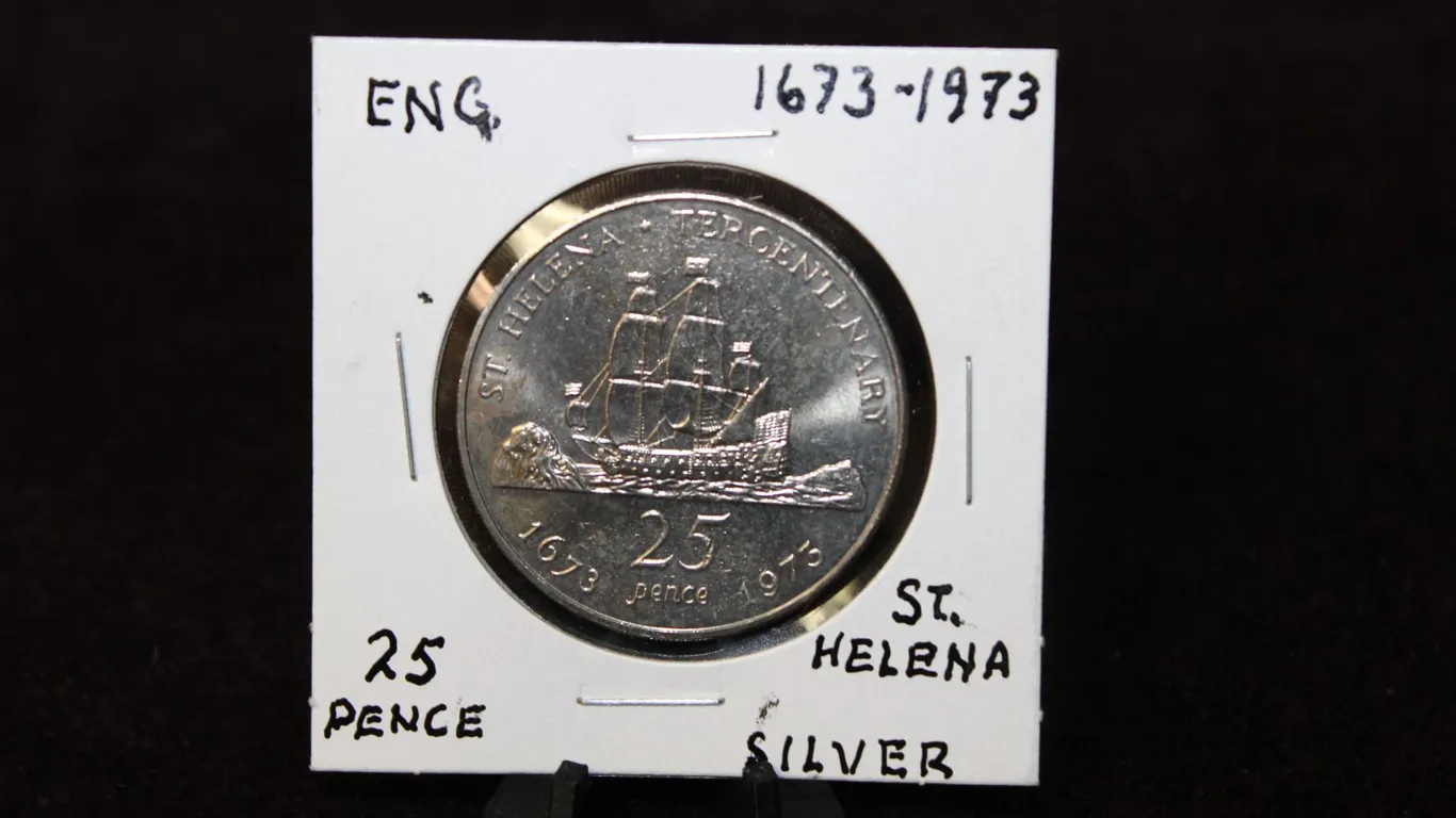 1973 English St. Helena Silver 25 Pence