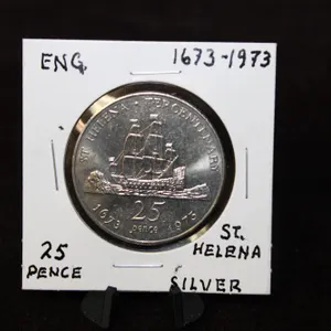 1973 English St. Helena Silver 25 Pence