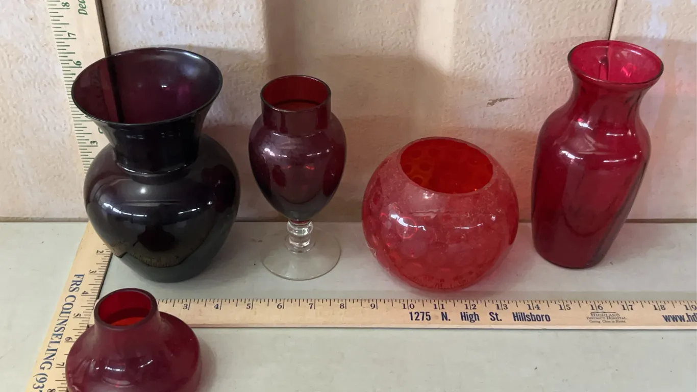 Ruby Red Glass Vases