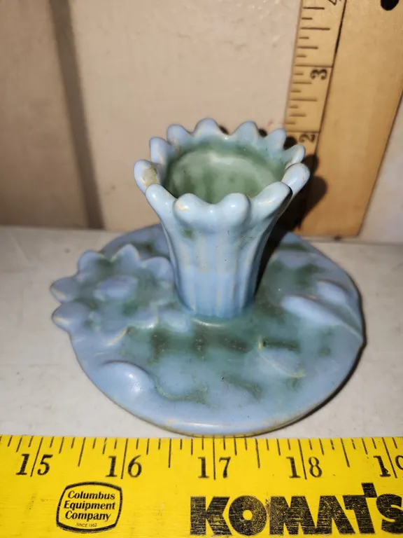 Vintage Pottery Lily Pad Candle Holder, Believe To Be Weller Art Pottery