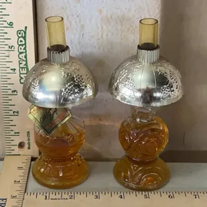 2 Vintage Romantic Days Old Fashioned Lamp Perfume Decanters