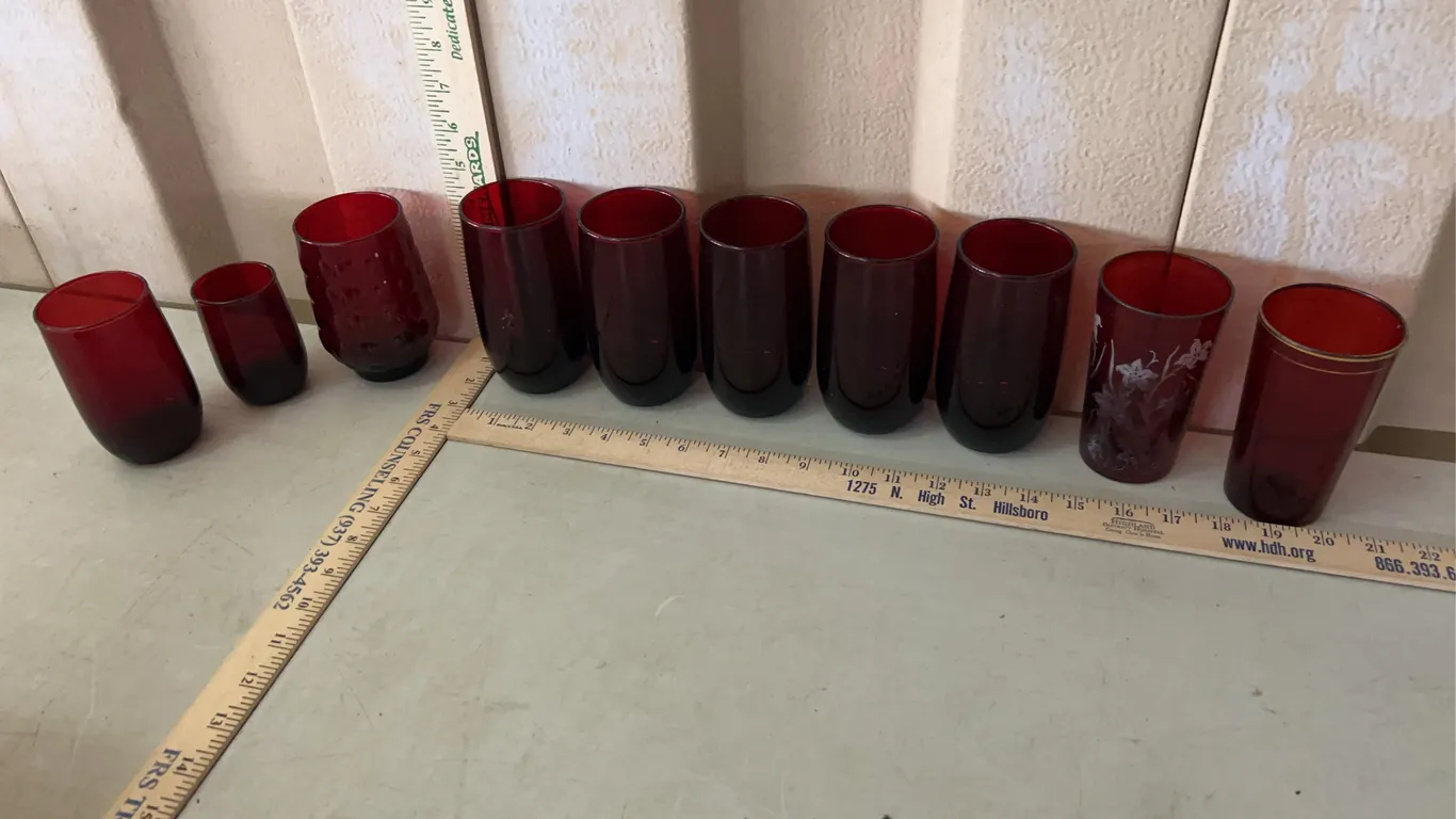 Vintage Ruby Red Water Glasses