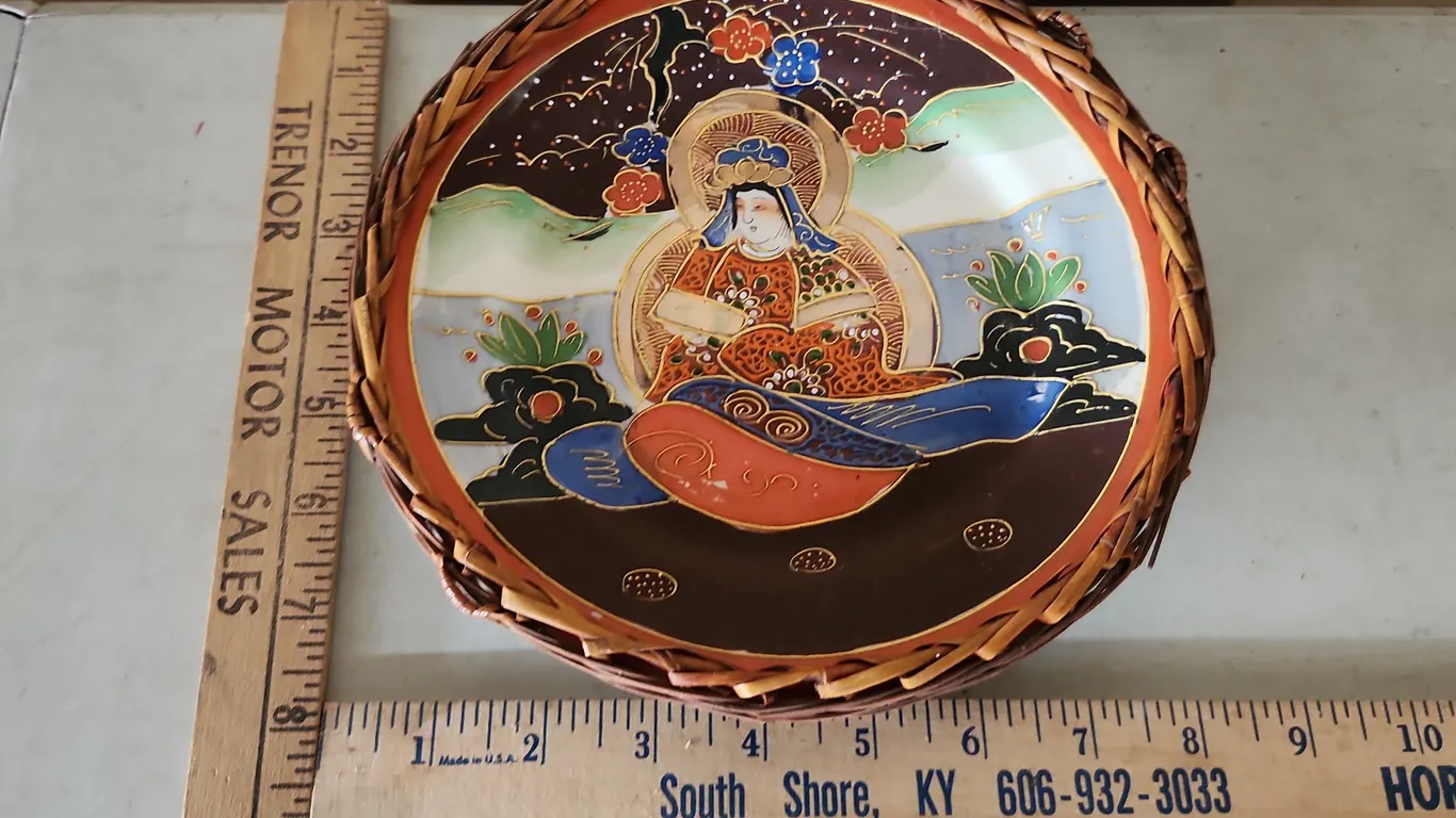 Vintage Japanese Satsuma Style Hand Painted Porcelain Plate