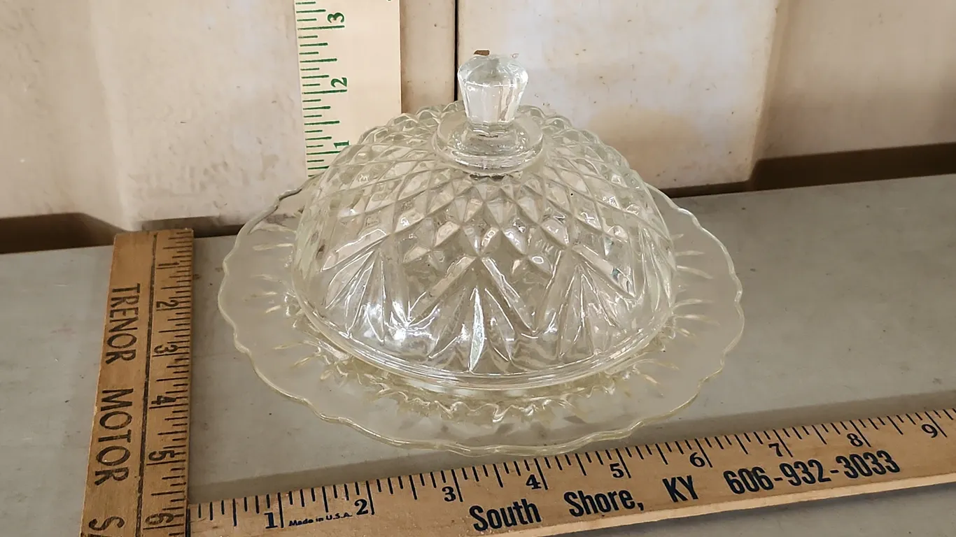 Vintage Anchor Hocking Pressed Glass Butter Dish