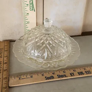 Vintage Anchor Hocking Pressed Glass Butter Dish