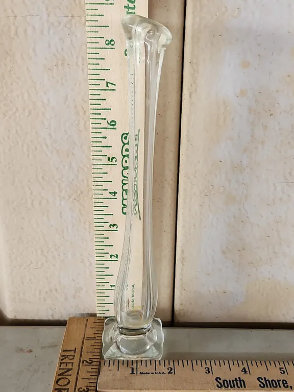 Vintage Clear Glass Swung Bud Vase 9"