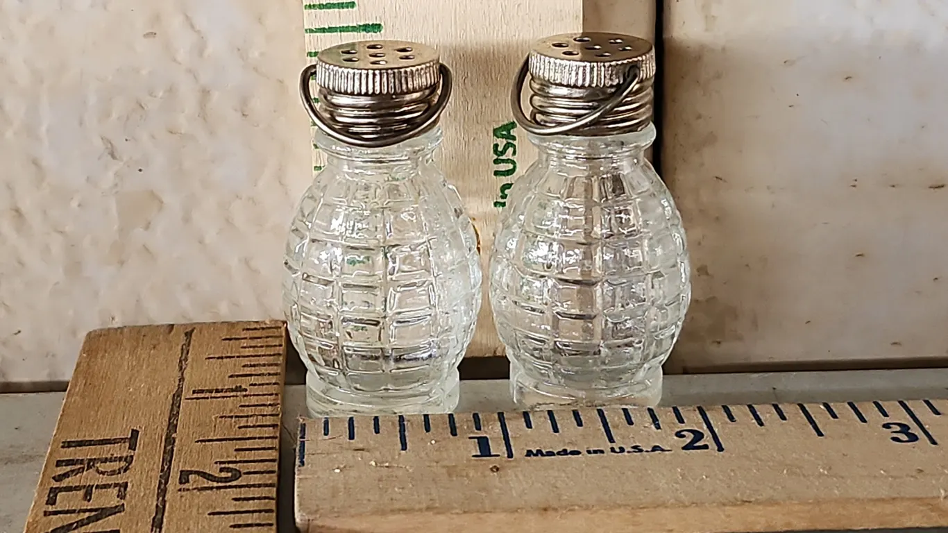 Vintage Small Glass Grenade Salt/Pepper Shakers