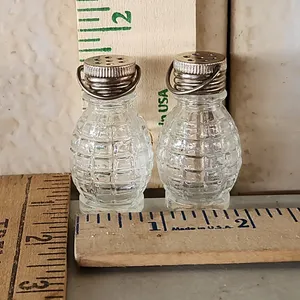 Vintage Small Glass Grenade Salt/Pepper Shakers