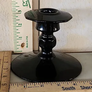 Vintage Black Amethyst Glass Candle Stick Holder