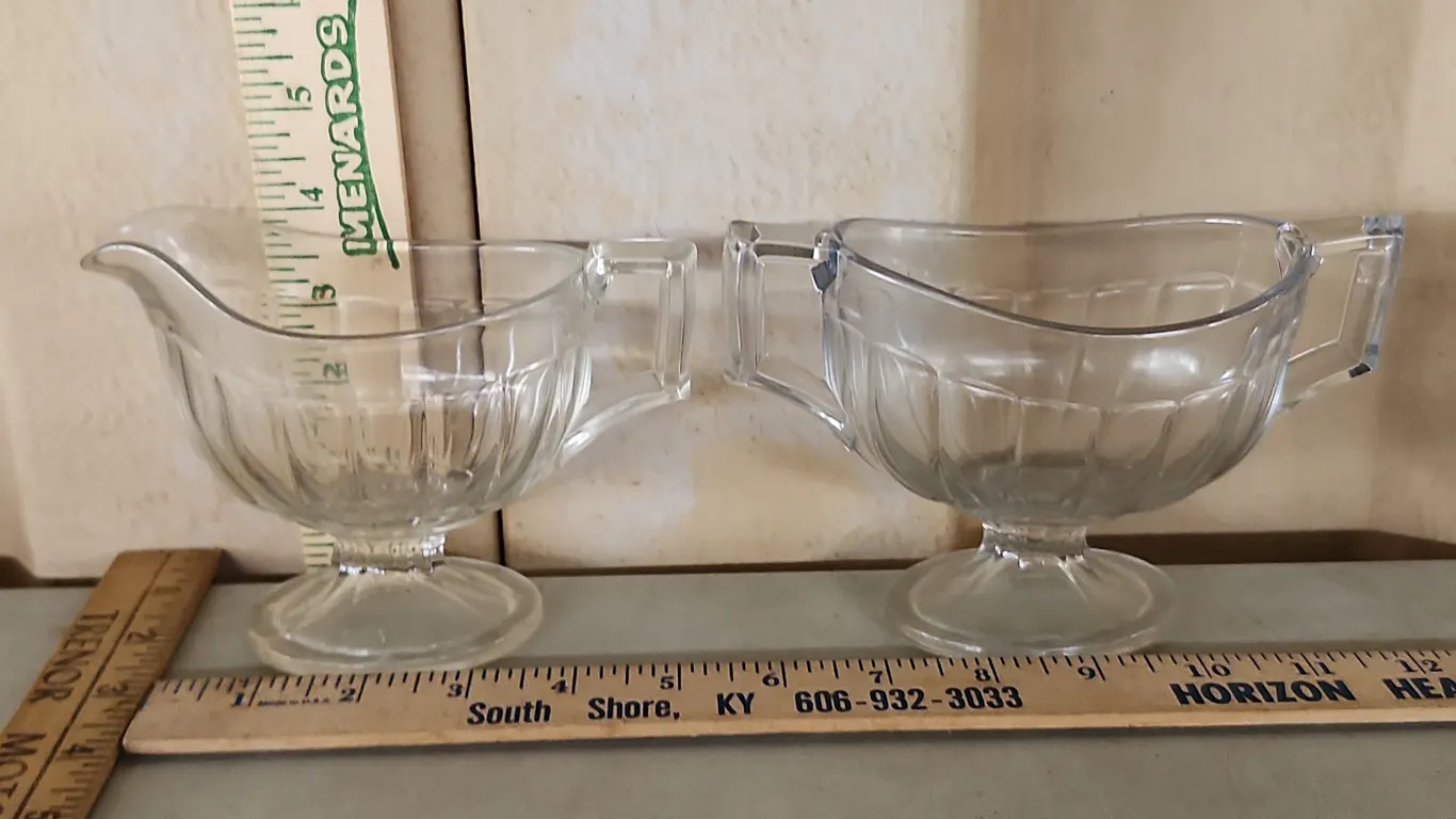 Vintage Heisey Narrow Flute Colonial Paneled Clear Glass Sugar & Creamer