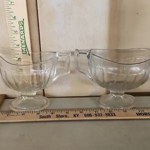 Vintage Heisey Narrow Flute Colonial Paneled Clear Glass Sugar & Creamer