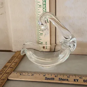 Vintage Handcrafted Clear Glass Swan Dish