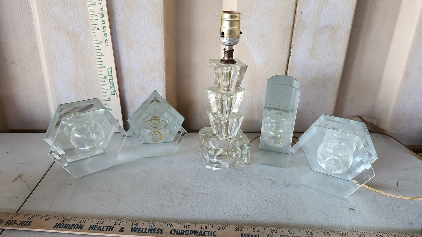 Glass Lamp & Glass Candle Holders