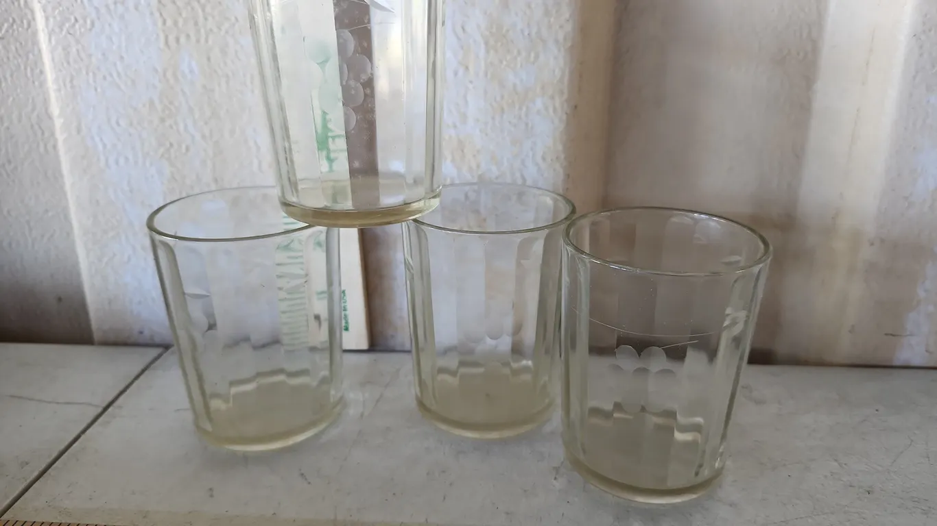4 Etched Grape Clear Glasses