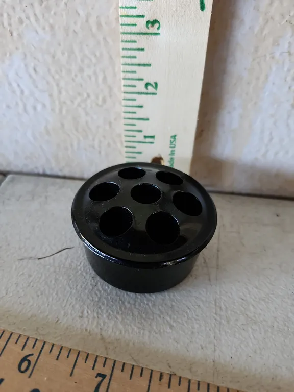 Vintage Black Glass Flower Frog (Believe To Be Black Amethyst)