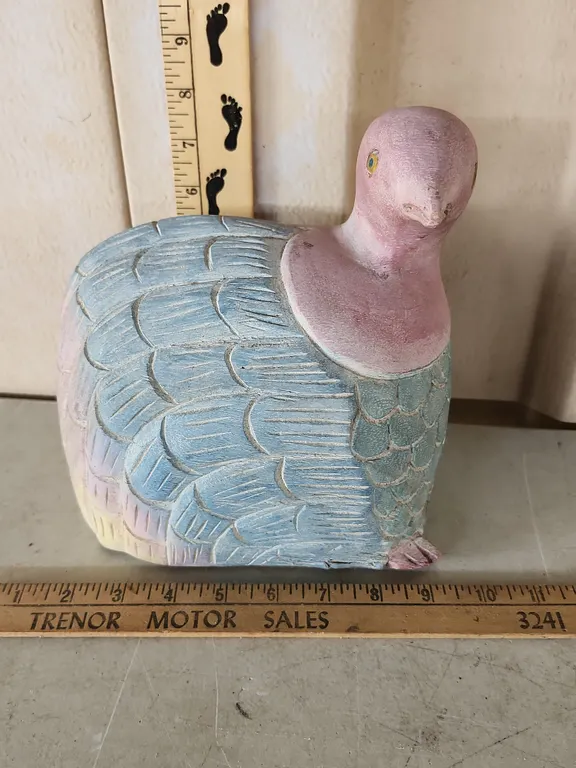 Vintage Wood Hand Painted Quail Figure 8"X5.5"X8.25"