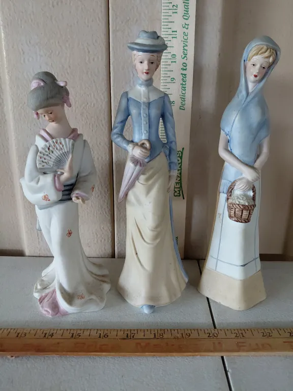 3 Vintage Porcelain Woman Figurines