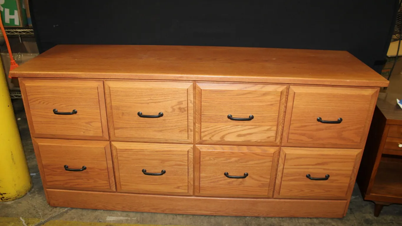 Oak Eight-Drawer File Credenza