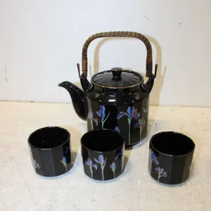 Japanese Otagiri Blye Iris Teapot & Cups