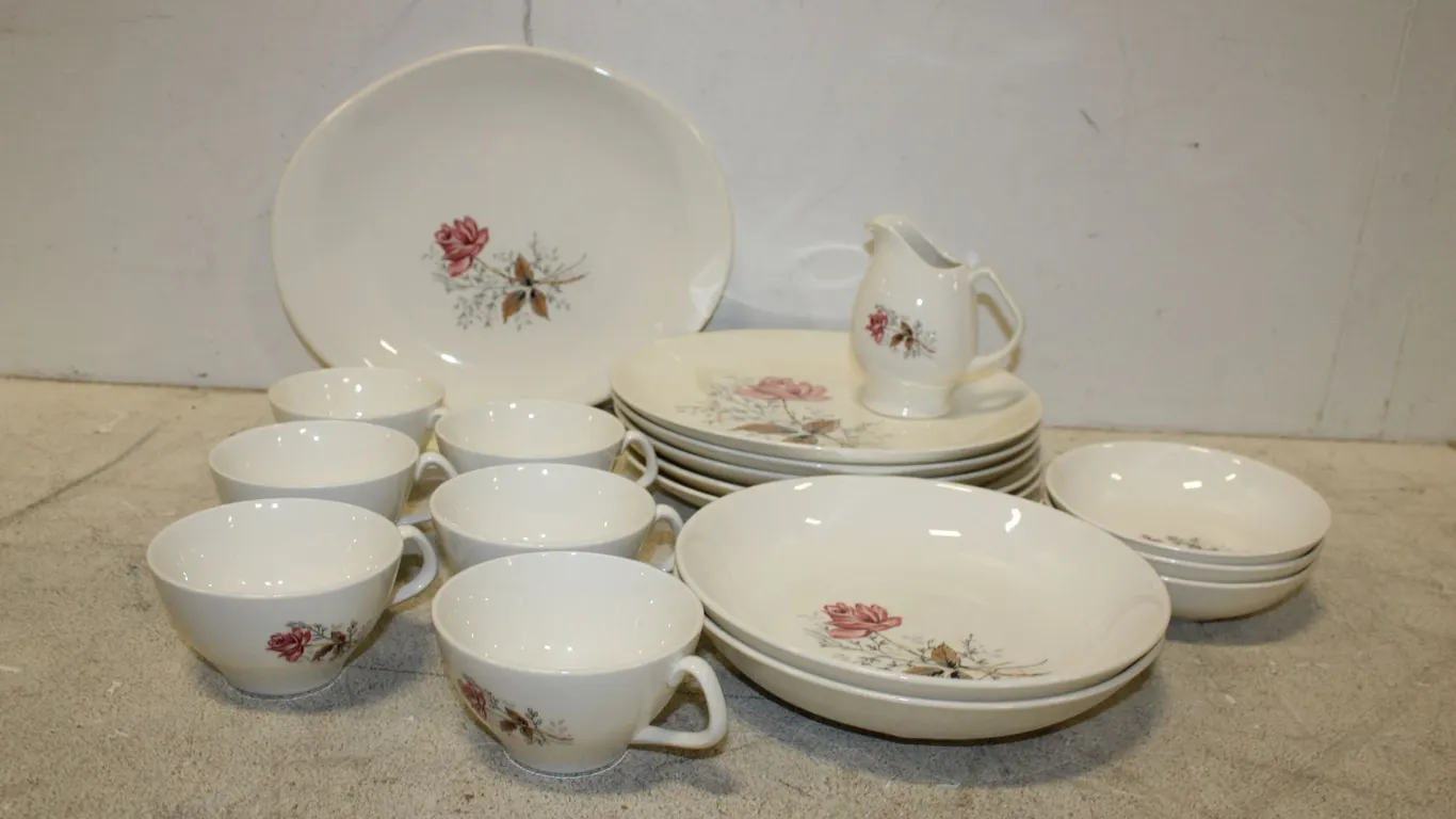 Canonsburg Pottery Royal Rose Floral Dinnerware