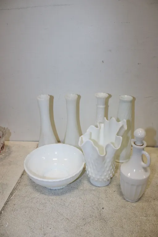 Milk Glass Vases & Bowls