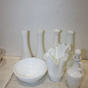 Milk Glass Vases & Bowls