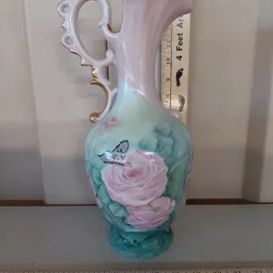 Vintage Hand Painted Pitcher 13.5" Tall