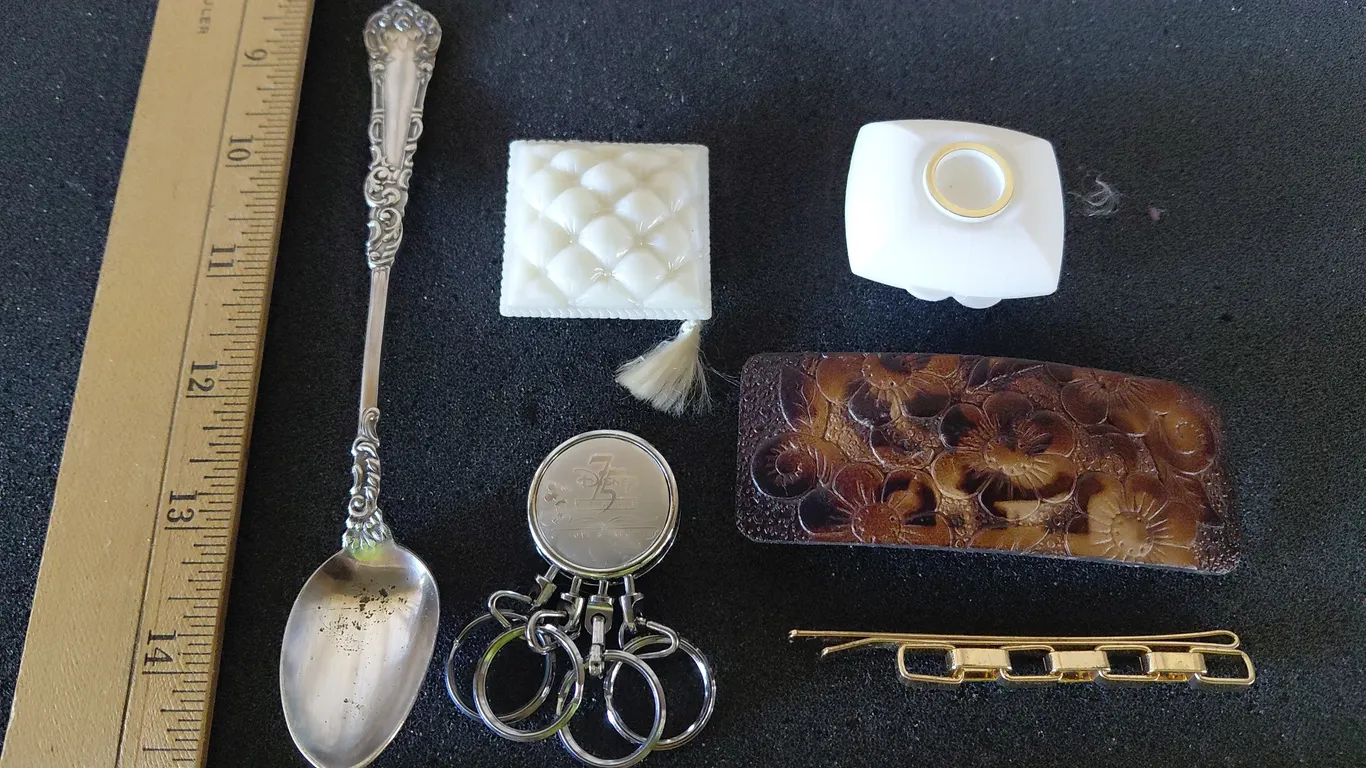 Vintage Hair Clips, Rogers Spoon, Empty Jewelry Boxes, Etc.
