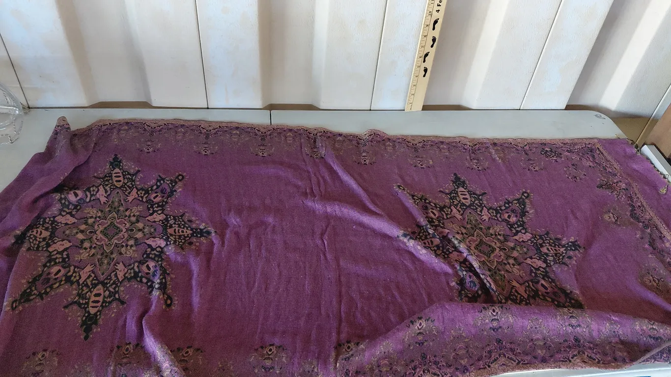 Gorgeous Border Pashmina Jacquard Wrap, Believe To Be From India Or Nepal